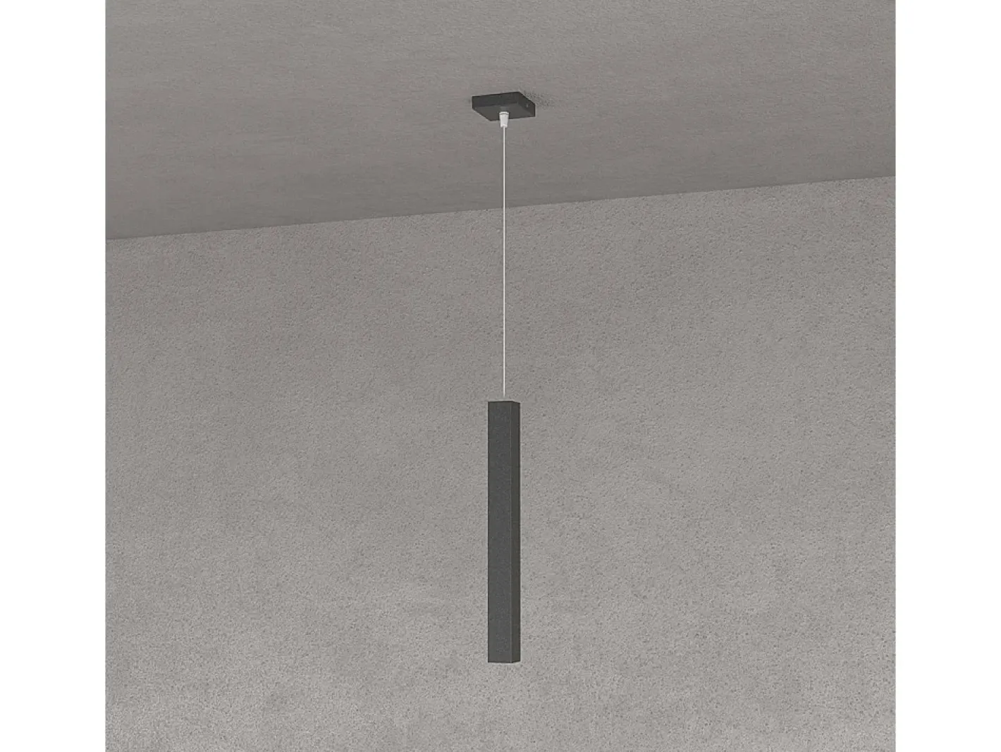 Square Tube Sospensione 1 Luce Nero Cavo Cm.250 Con Base Negro Outlet