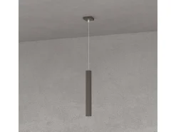 Square Tube Sospensione 1 Luce Marrone Cavo Cm.250 Con Base Marru00f3n