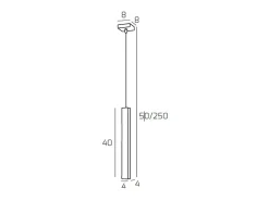 Square Tube Sospensione 1 Luce Marrone Cavo Cm.250 Con Base Marru00f3n