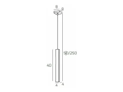 Lámpara Suspendida-Square Tube Sospensione 1 Luce Grigio Antracite Cavo Cm.250 Con Base Gris