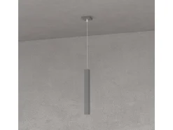 Lámpara Suspendida-Square Tube Sospensione 1 Luce Grigio Antracite Cavo Cm.250 Con Base Gris