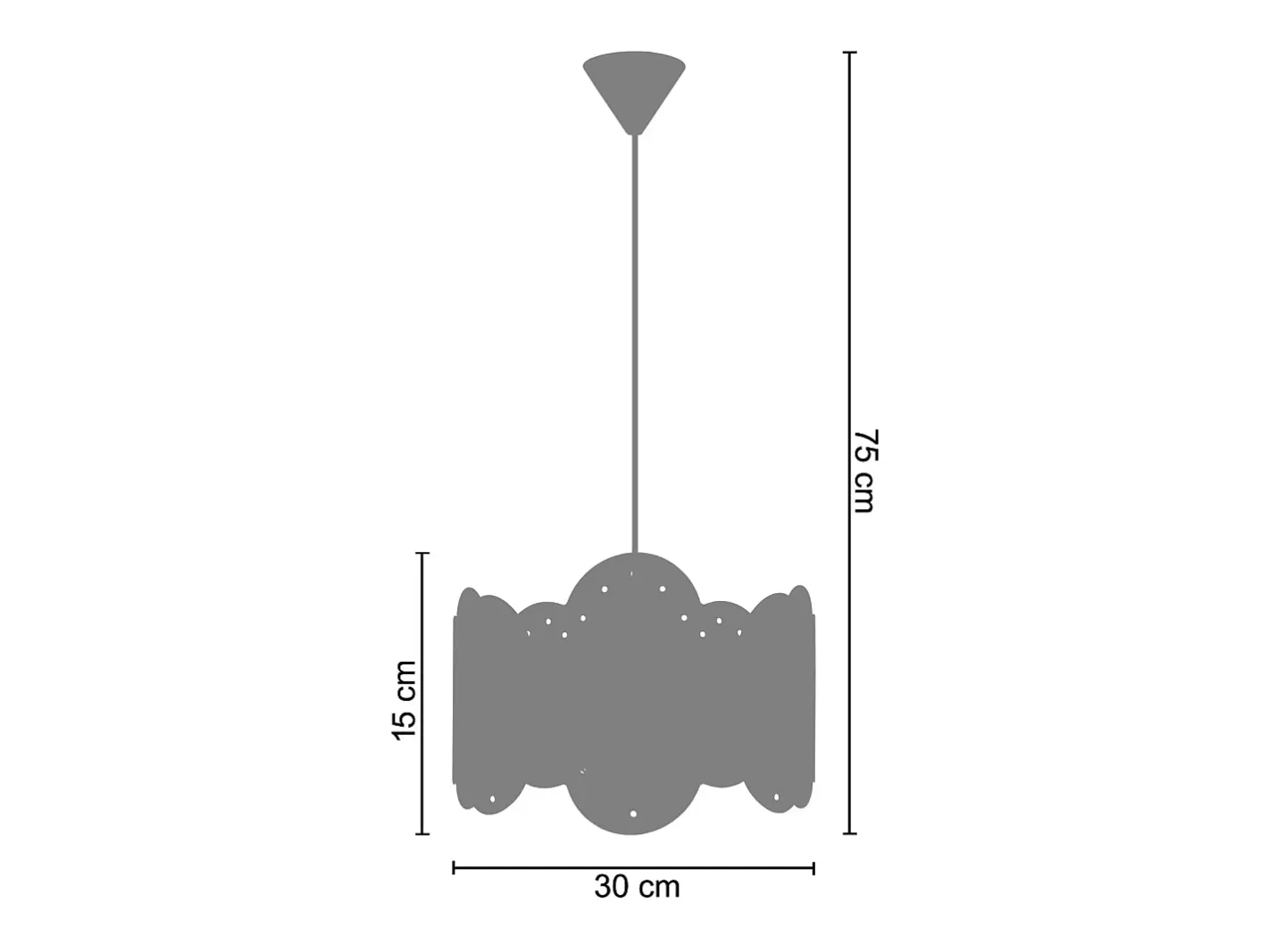 TOSEL Lámpara Suspendida-Suspensión , metal ,,A 75xD30x P 30cm Blanco
