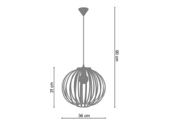 TOSEL Suspensión , metal,Bronce ,A 90xD36x P 36cm Cobrizo