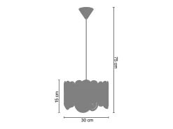 TOSEL Suspensión , metal, ,A75xD 30x P 30cm Gris New