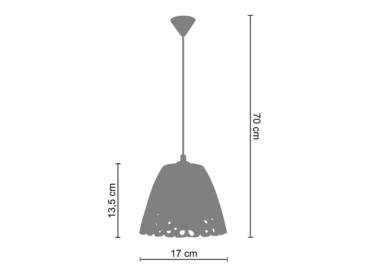 TOSEL Lámpara Suspendida-Suspensión ,arcilla,,A70xD17xP 17cm Blanco
