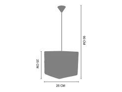 TOSEL Lámpara Suspendida-Suspensión ,fibre ,,A90xD25xP25cm Blanco