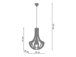 TOSEL Suspensión ,madera, ,A107xD 35xP35cm Negro