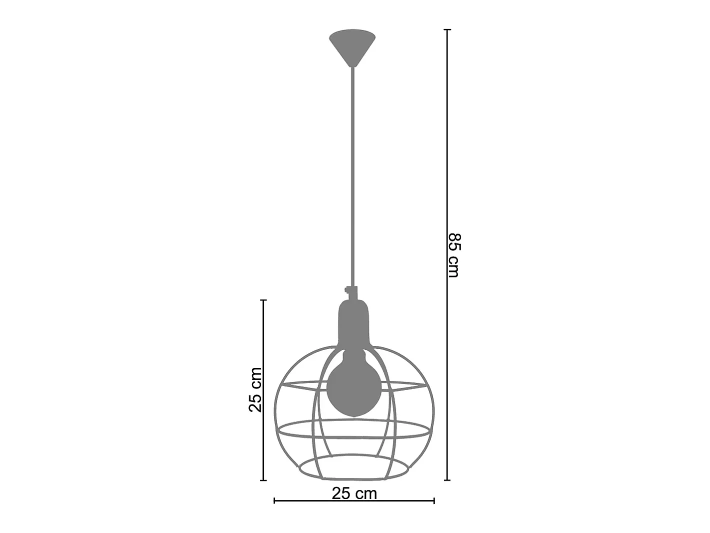 TOSEL Lámpara Suspendida-Suspensión ,metal. , ,A85xD 25xP25cm Blanco