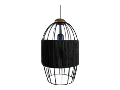 TOSEL Lámpara Suspendida-Suspensión ,metal, fibra, ,A90xD20xP20cm Negro