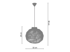 TOSEL Suspensión ,metal, fibra,, A 90xD25xP25 cm Rojo New