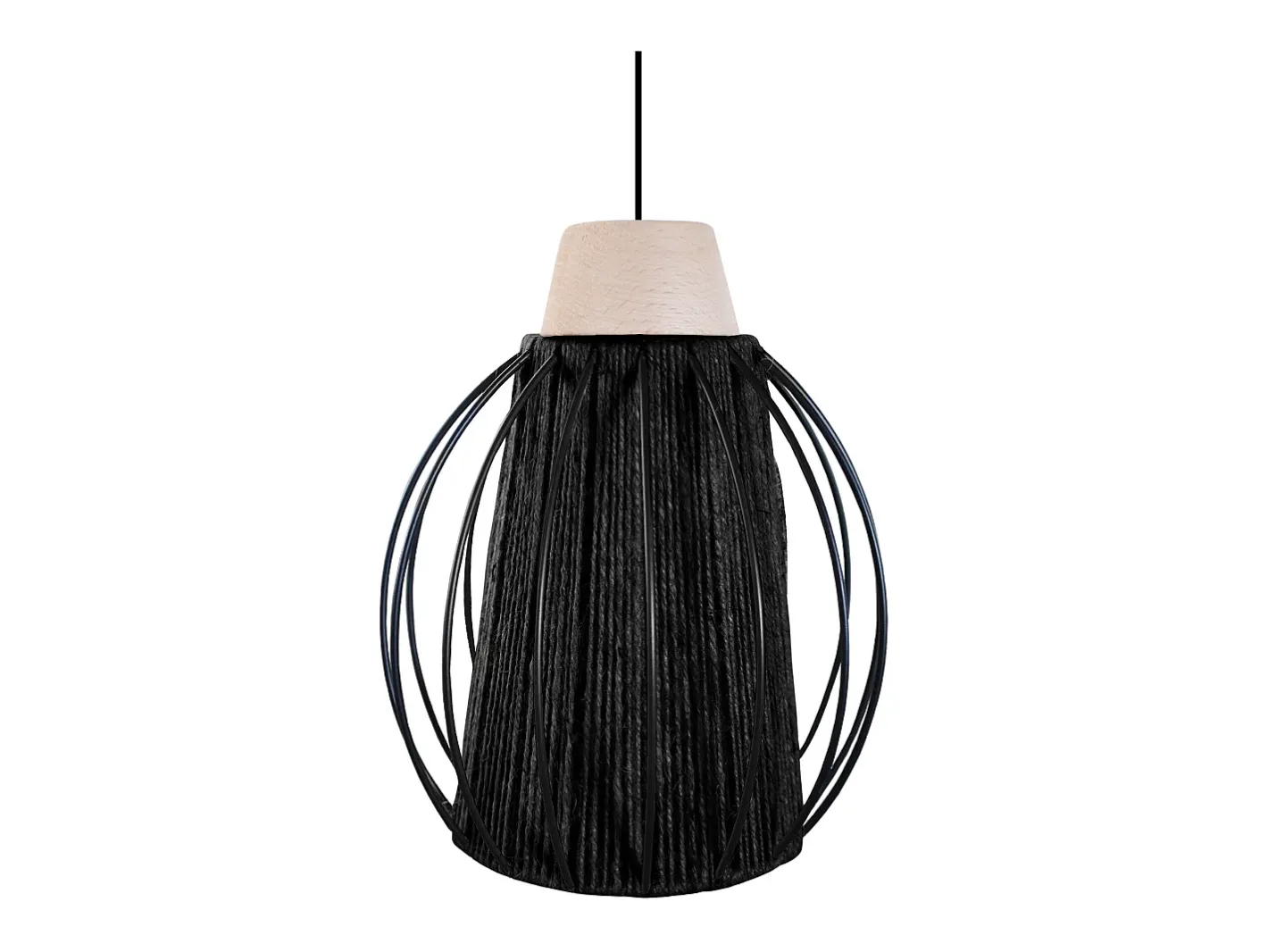 TOSEL Suspensión ,metal, fibra, ,A90xD 20x P 20cm Negro Hot
