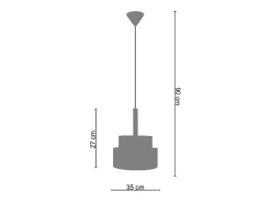 TOSEL Suspensión ,metal, fibra,,A89xD 40xP40cm Rojo