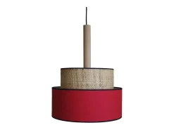 TOSEL Suspensión ,metal, fibra,,A89xD 40xP40cm Rojo