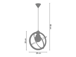TOSEL Lámpara Suspendida-Suspensión ,metal, Marrón,A 88xD28x P 28cm Marru00f3n
