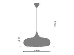 TOSEL Lámpara Suspendida-Suspensión ,metal,Aluminio , A 80xD40x P 40cm Plateado