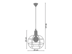 TOSEL Suspensión ,metal, ,A85xD25x P25cm Azul New