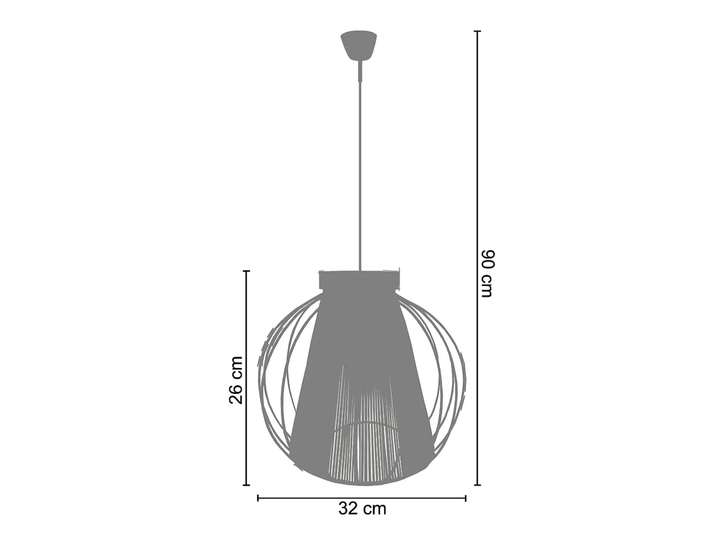 New TOSEL Suspensión ,metal-fibra,AMARILLO,A90x D32xP32cm Amarillo claro