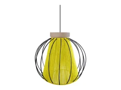 TOSEL Lámpara Suspendida-Suspensión ,metal-fibra,AMARILLO,A90xD 32xP32cm Amarillo claro