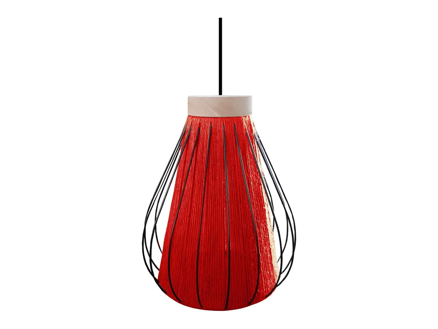 TOSEL Lámpara Suspendida-Suspensión ,metal-fibra,,A 90x D20xP20cm Rojo