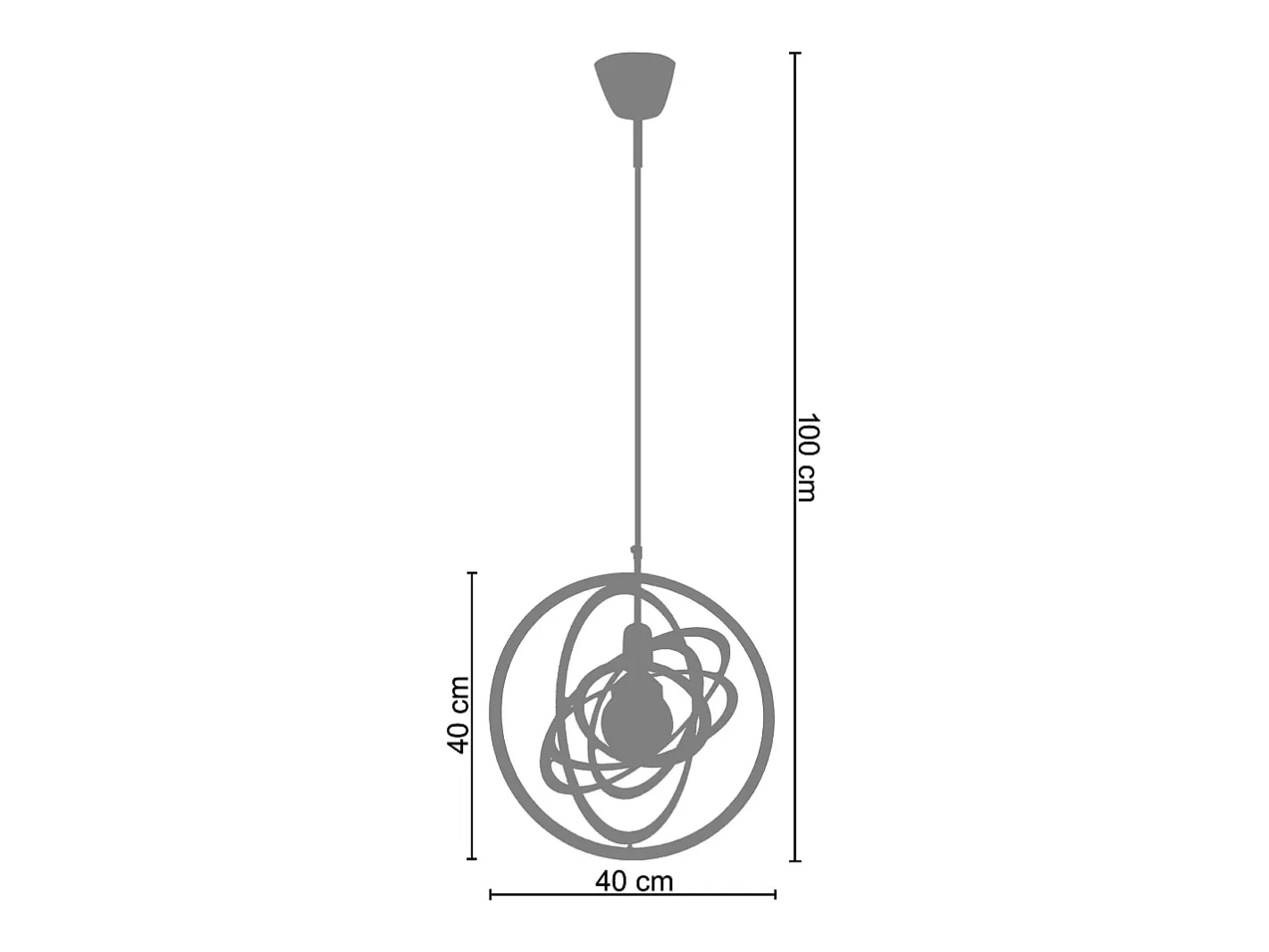 TOSEL Lámpara Suspendida-Suspensión ,metal, ,A 100xD40x P 40cm Negro