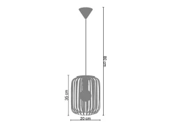 TOSEL Suspensión ,metal, ,A80xD 14xP14cm Negro