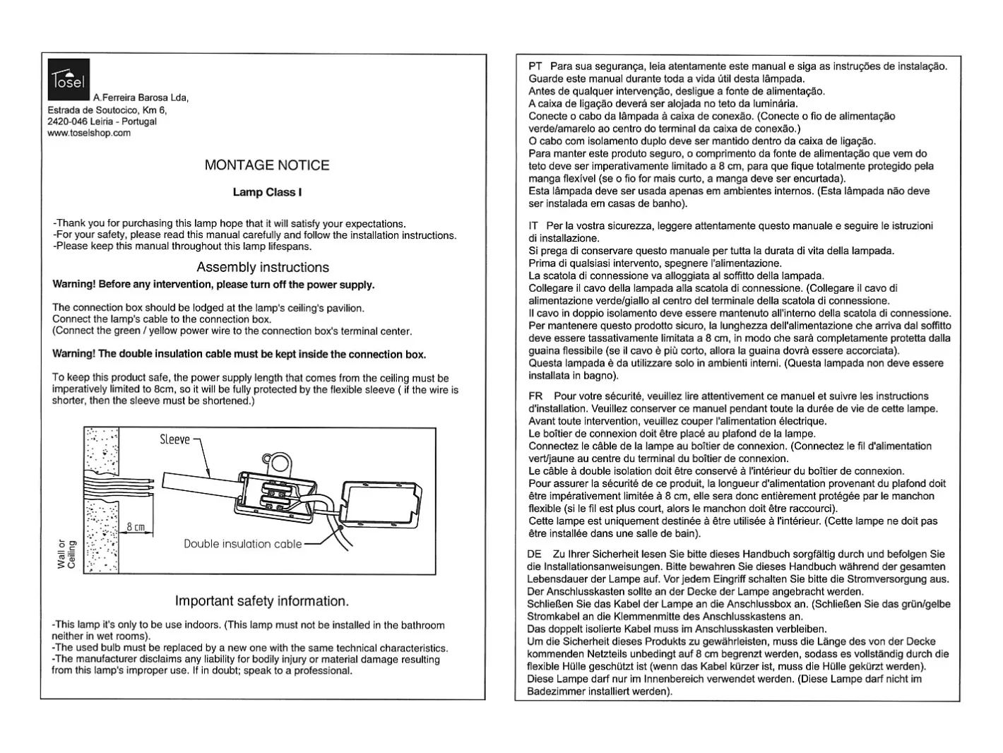 TOSEL Lámpara Suspendida-Suspensión ,metal, ,A86xD27xP27cm Negro