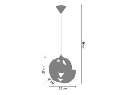 Outlet TOSEL Suspensión ,metal, , A86xD28xP 28cm Negro