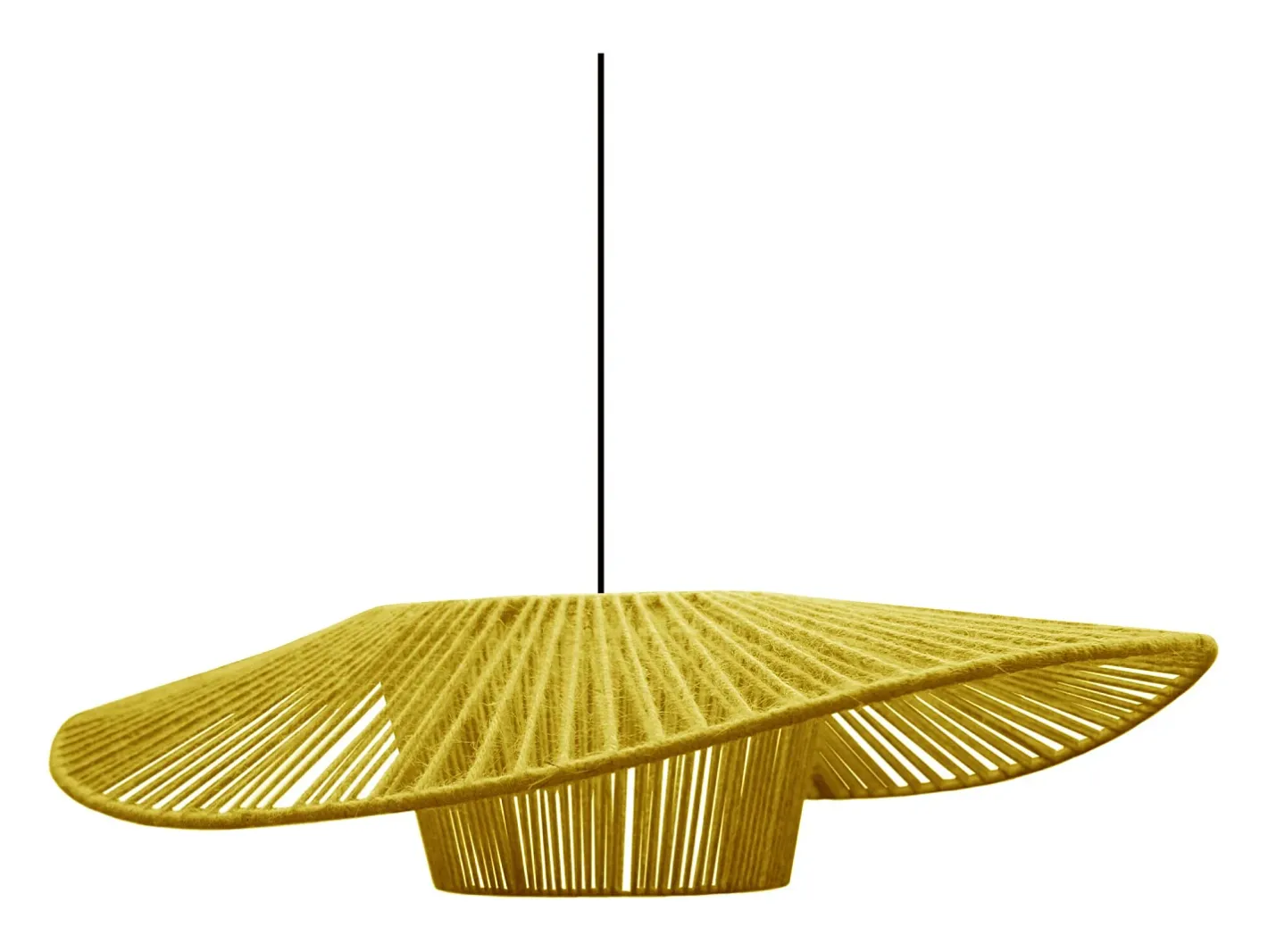 TOSEL Lámpara Suspendida-Suspensión ,tela,AMARILLO, A70xD55xP 60cm Amarillo claro
