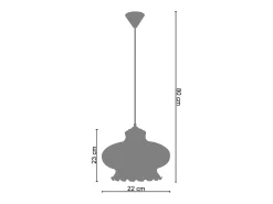 TOSEL Lámpara Suspendida-Suspensión ,vidrio,Blanco ,A80xD17,5xP 17,5cm Rosa / Blanco