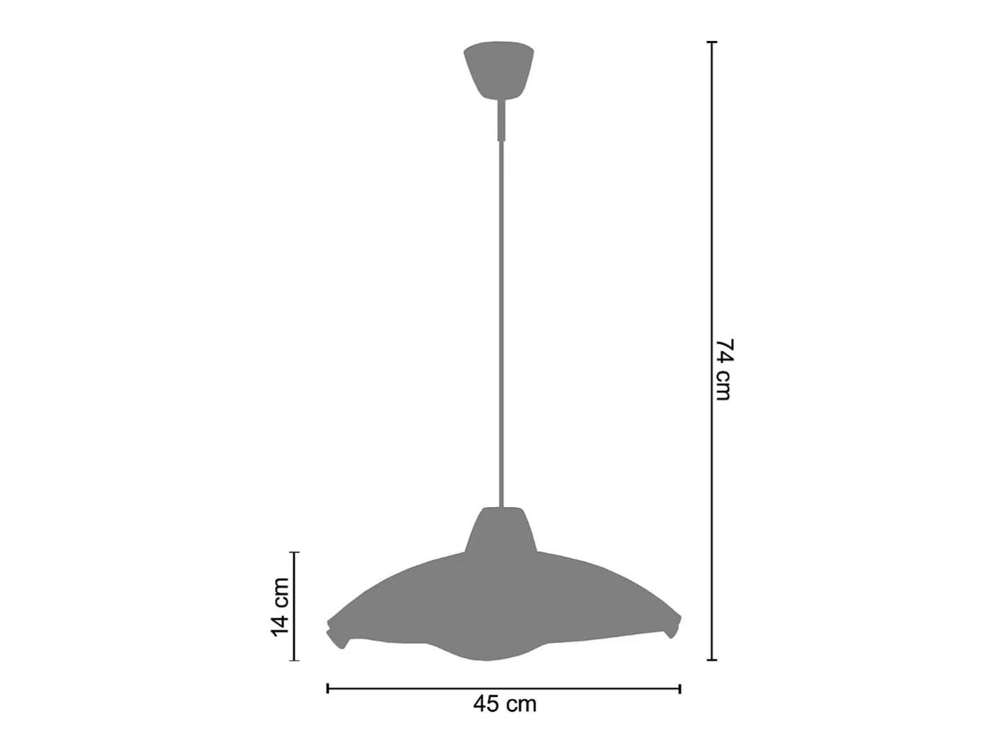 TOSEL Suspensión ,vidrio, ,A 74xD 45x P 45cm Gris Outlet