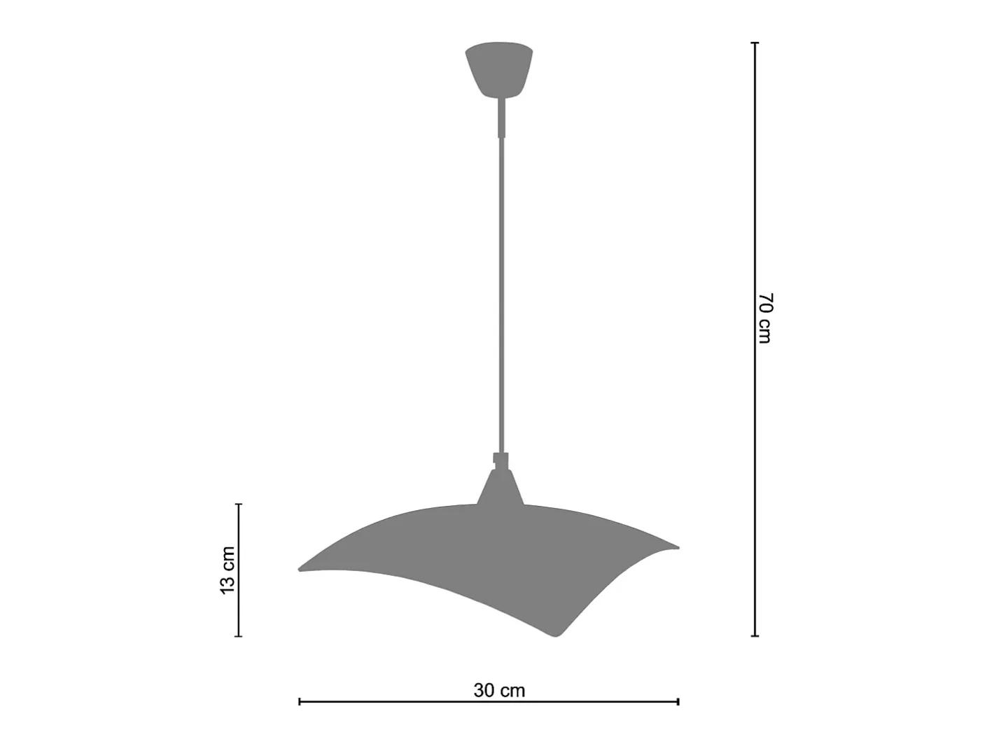 TOSEL Suspensión ,vidrio, ,A70xD 30x P 30cm Gris