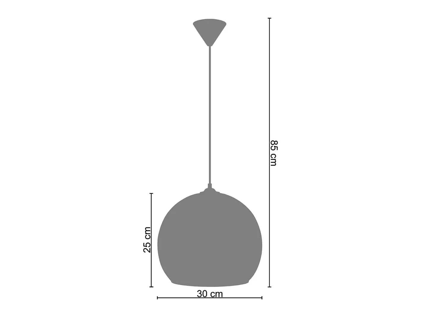 TOSEL Suspensión ,vidrio, ,A85xD 30xP30cm Gris Sale