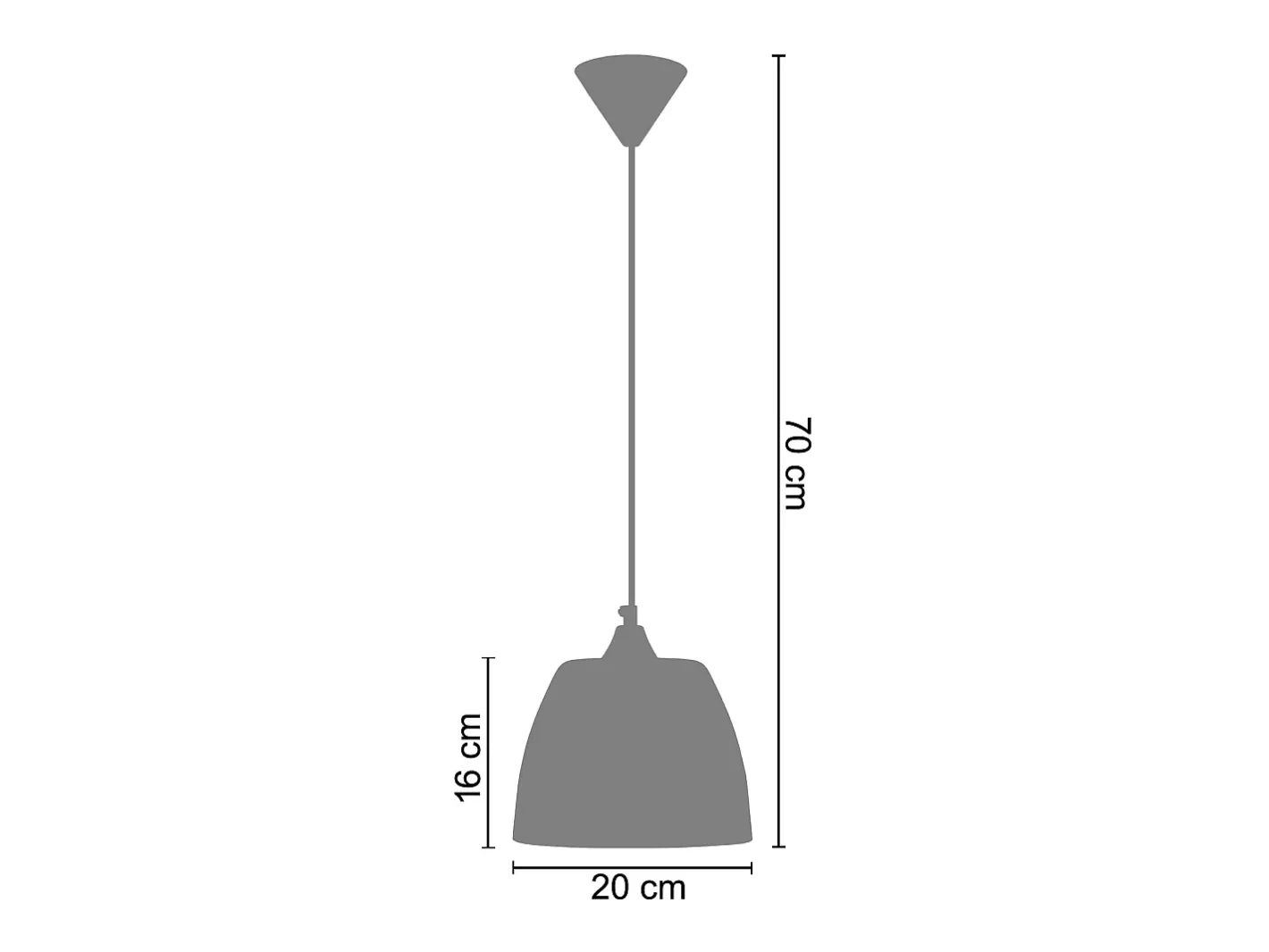 TOSEL Suspensión ,vidrio, ,A70xD20xP20cm Gris Online