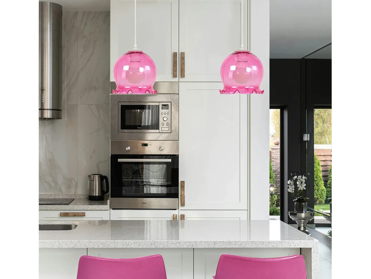 TOSEL Suspensión ,vidrio, ,A80x D18xP18cm Rosa Discount