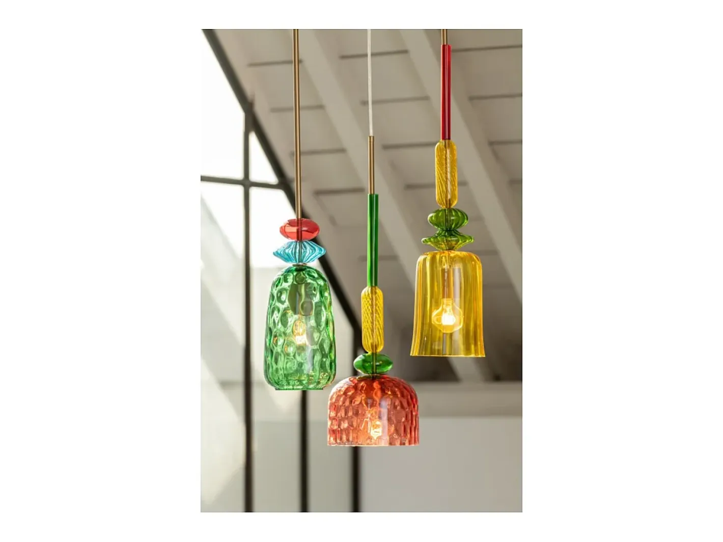 J-Line Suspensión de vidrio de 160x20x20 cm Multicolor
