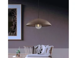 Suspensión del remitente d. 50 en hierro lacado en negro con dec. Efecto óxido con cable eléctrico recubierto de tela ajustable 1 luz Marru00f3n chocolate Clearance