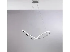Suspensión Infinity en metal y aluminio cromado pulido con LED integrado y cables eléctricos regulables L. 70 X 30 BL239-SCR Plateado Hot