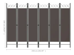 Biombo-Tabique divisorio antracita de 6 paneles 240x180 cm Gris