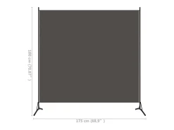 Tabique divisorio antracita de tela 175x180 cm Gris Hot