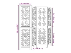 Tabique divisorio de 4 paneles en madera maciza de paulownia marrón Marru00f3n Online