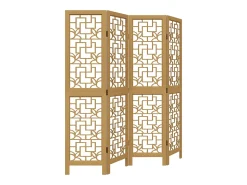 Tabique divisorio de 4 paneles en madera maciza de paulownia marrón Marru00f3n Online