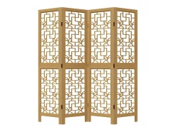 Tabique divisorio de 4 paneles en madera maciza de paulownia marrón Marru00f3n Online