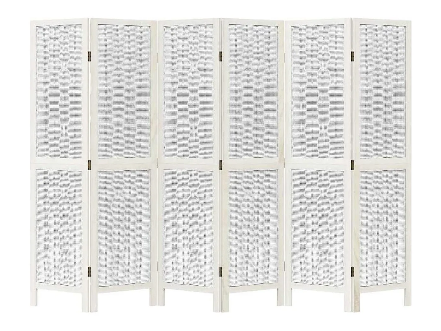 Tabique divisorio de 6 paneles en madera maciza de paulownia blanca Blanco