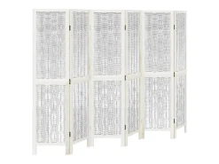 Tabique divisorio de 6 paneles en madera maciza de paulownia blanca Blanco