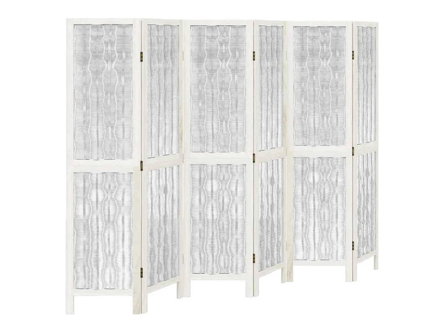 Tabique divisorio de 6 paneles en madera maciza de paulownia blanca Blanco