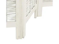 Tabique divisorio de 6 paneles en madera maciza de paulownia blanca Blanco