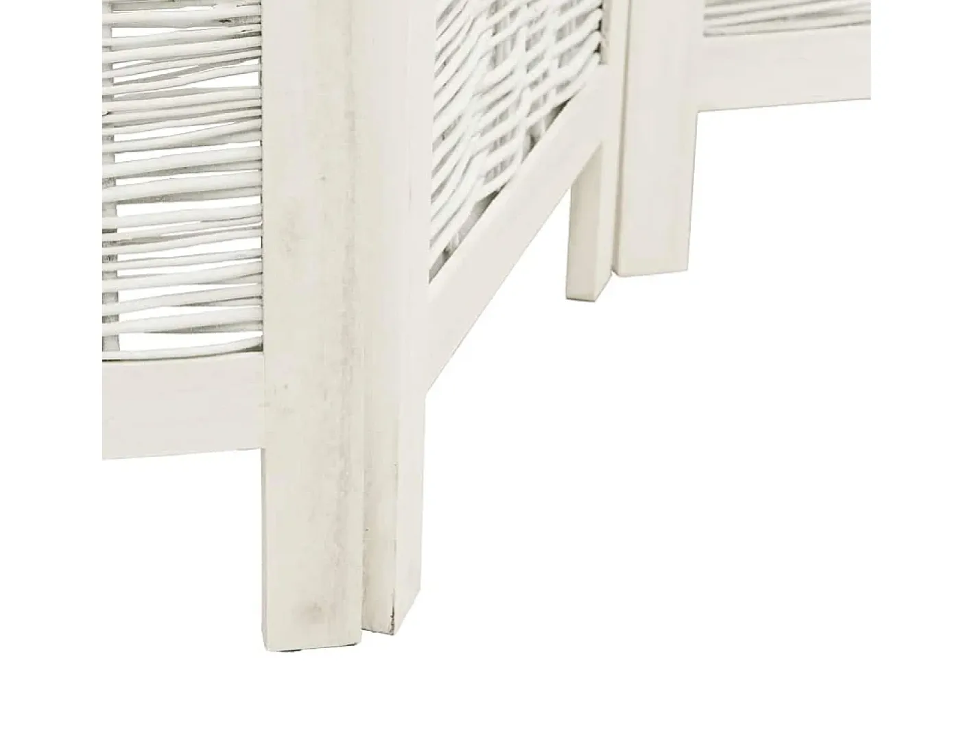 Tabique divisorio de 6 paneles en madera maciza de paulownia blanca Blanco