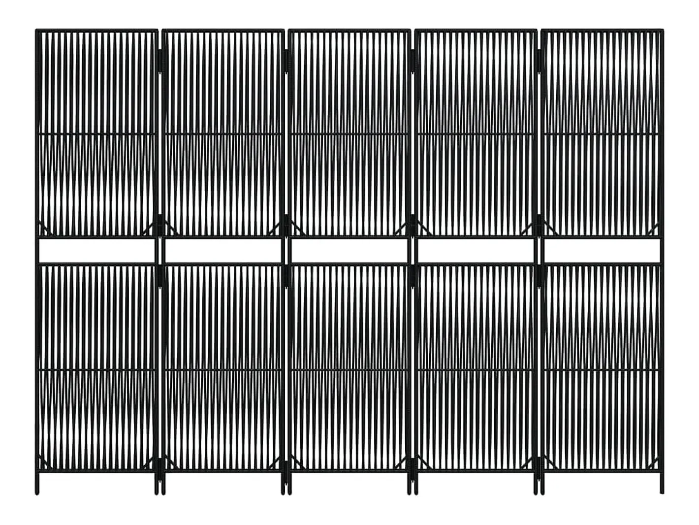 Online Tabique divisorio de 5 paneles de mimbre de resina negra Negro