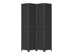 Tabique divisorio de 4 paneles en madera maciza de paulownia negra Negro Online