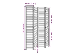 Tabique divisorio de 4 paneles en madera maciza de paulownia negra Negro Online